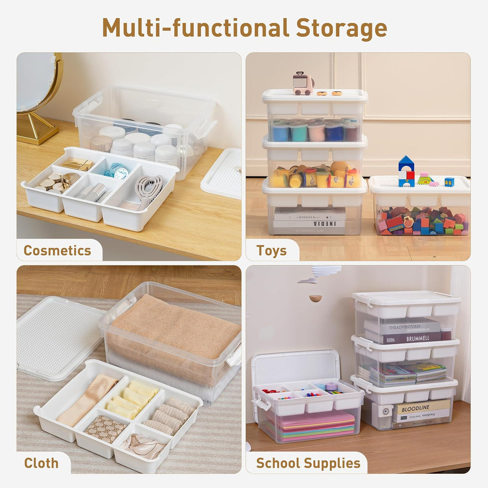 Citylife 17 QT Plastic Storage Box Building Baseplate Lid Removable Tray