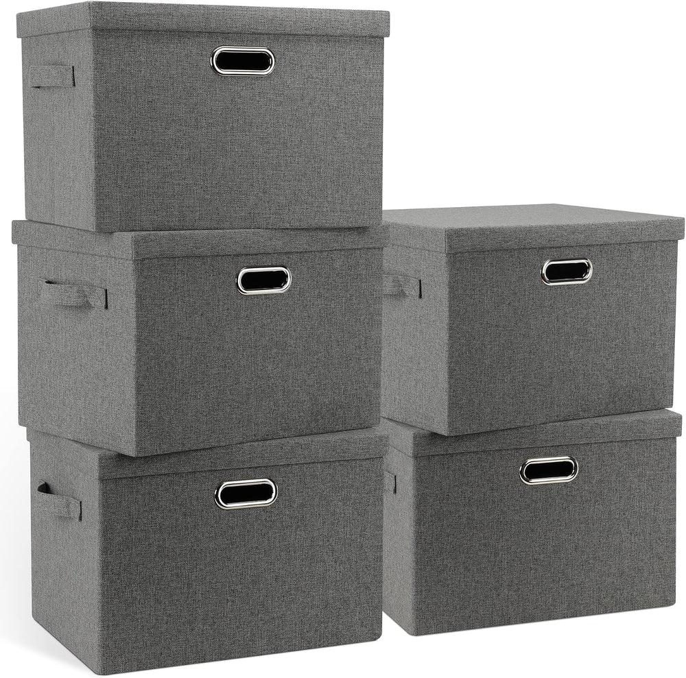 Large 17" 36 Quart Collapsible Stackable Storage Bins (5 Packs)