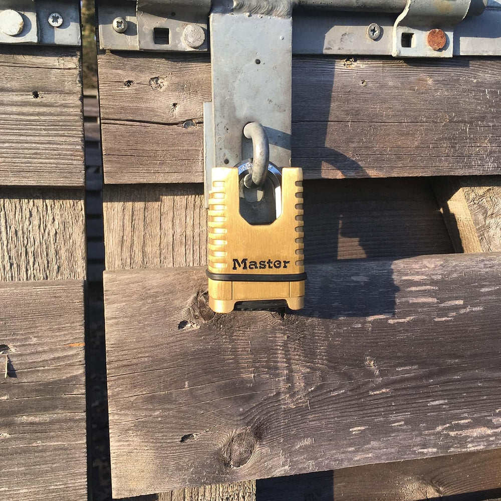 MASTER LOCK Brass Heavy Duty Solid Padlock, Security Level 9/10, Outdoor, Com...