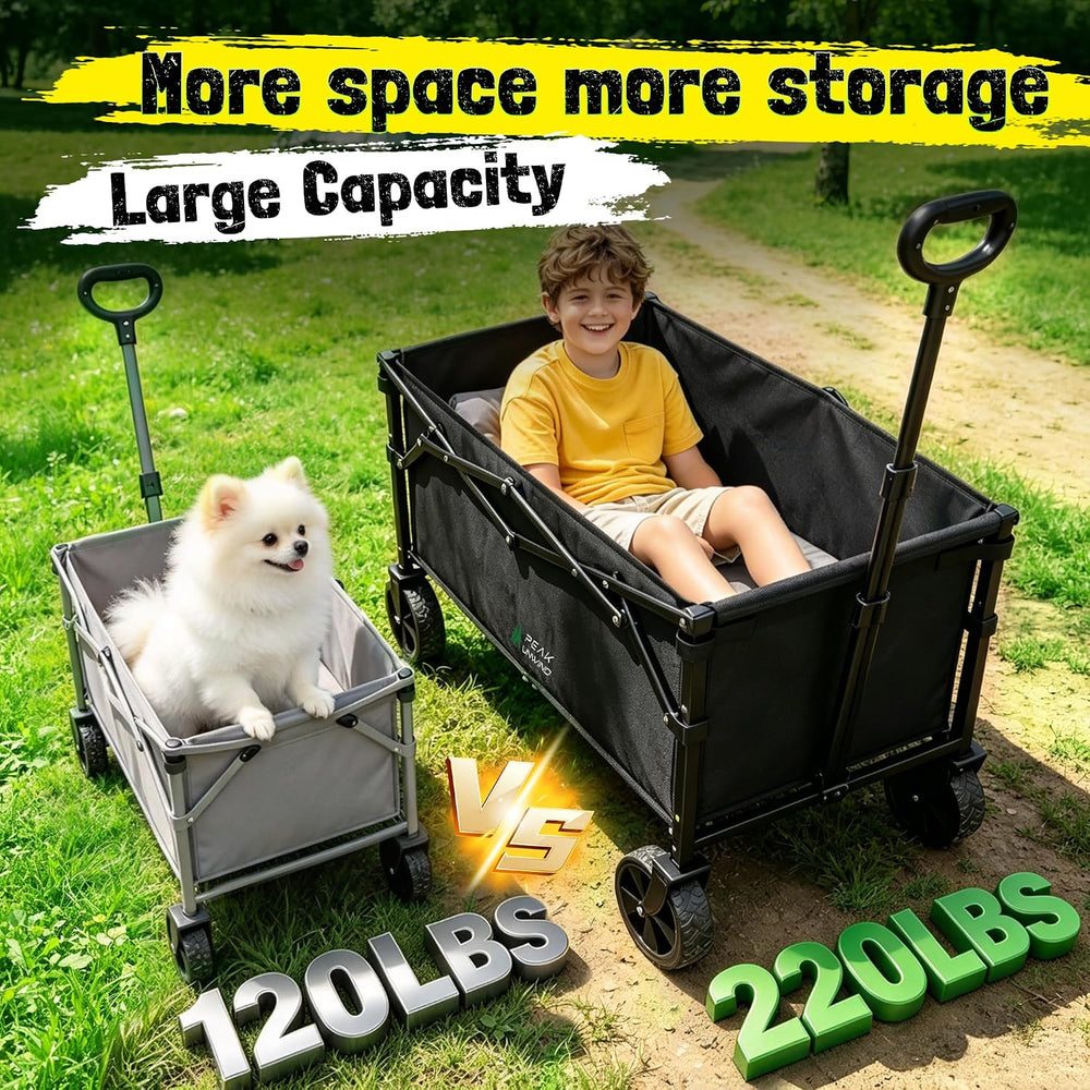 Folding Wagon Cart with Wheels, 220LBS Utility Heavy Duty Wagons Carts