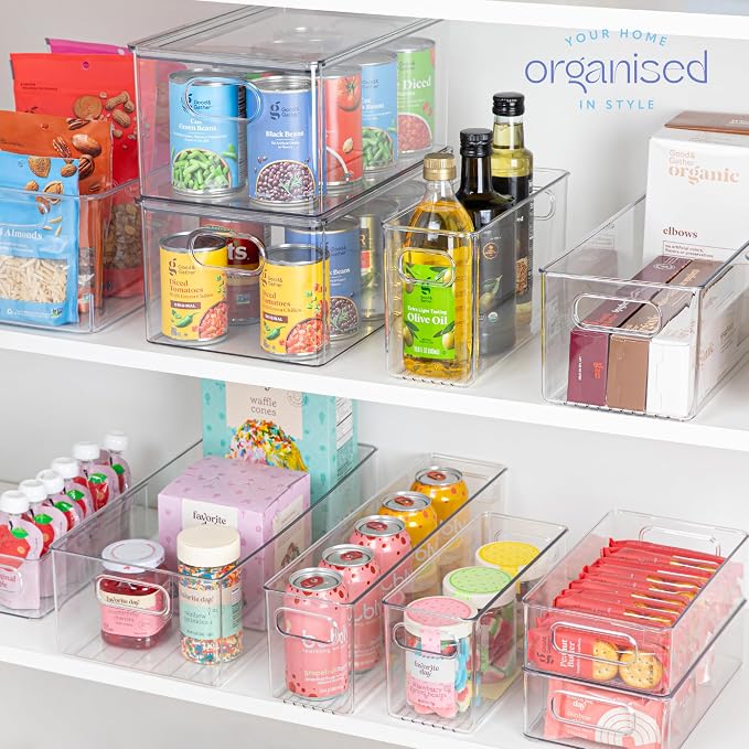 Plastic Food Storage 6 Pack Clear Container Bin