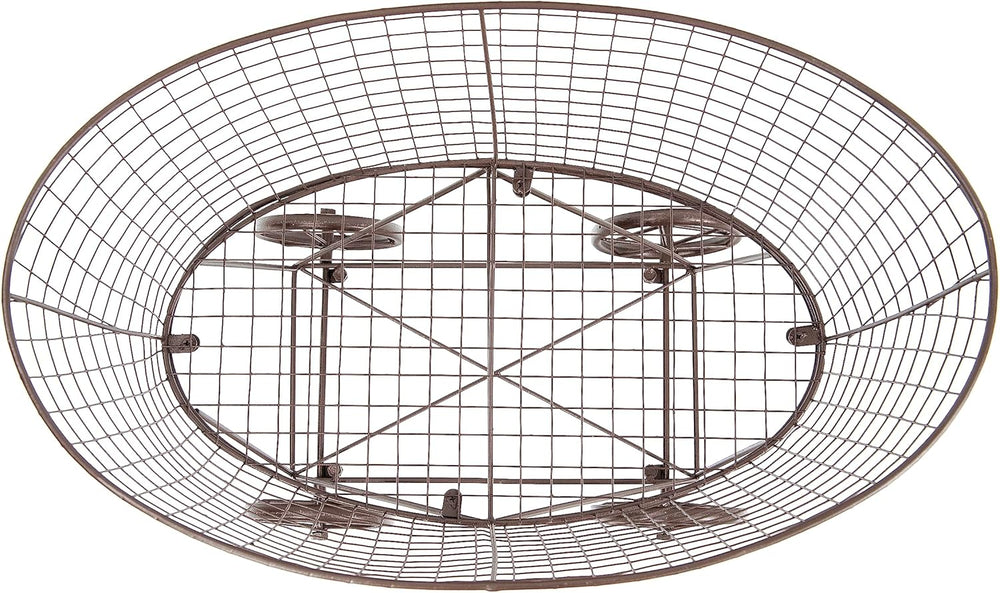 Creative Co-Op Vintage Reproduction Metal Laundry Basket on Wheels, Rust