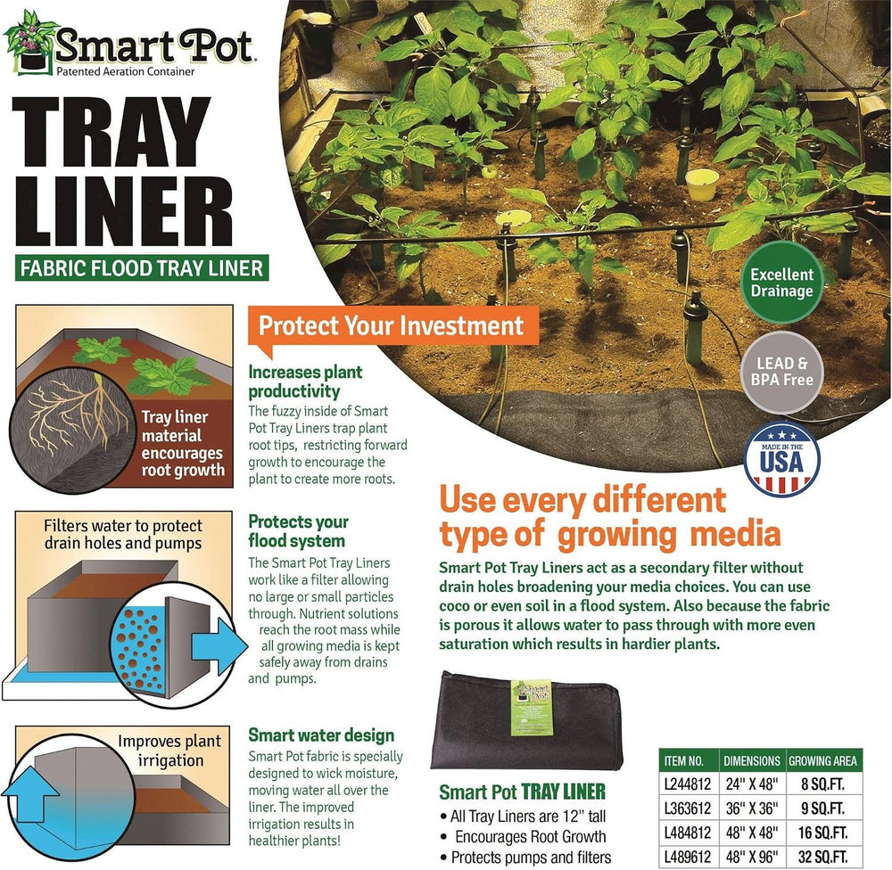 Smart Pot Tray Liner, Raised Bed Flood, 3 ft x 3 ft x 1 ft (36" x 36&quo...