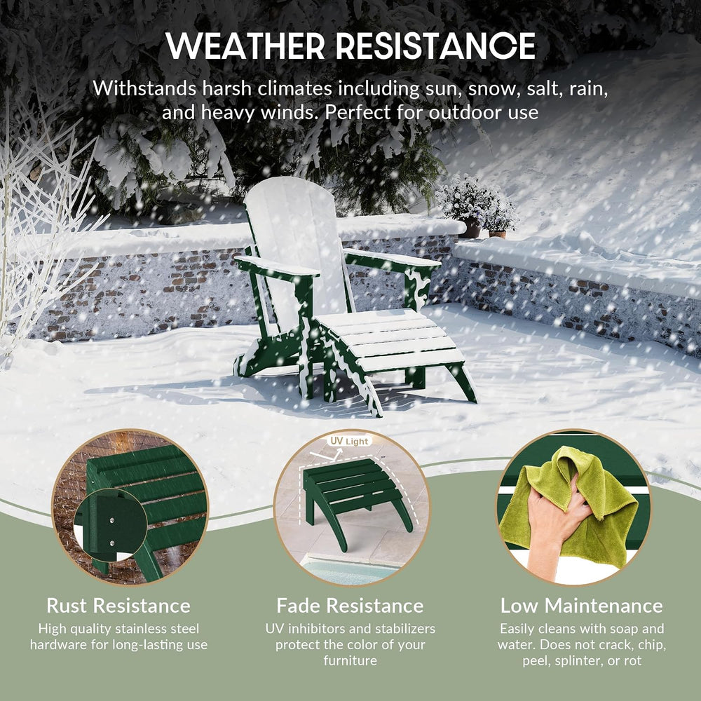 WestinTrends Outdoor Patio Adirondack Ottoman Foot Rest, All Weather Poly Lum...