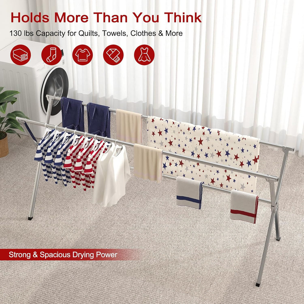 Clothes Drying Rack, Heavy-Duty Folding Laundry Drying Rack for Indoor Outdoo...