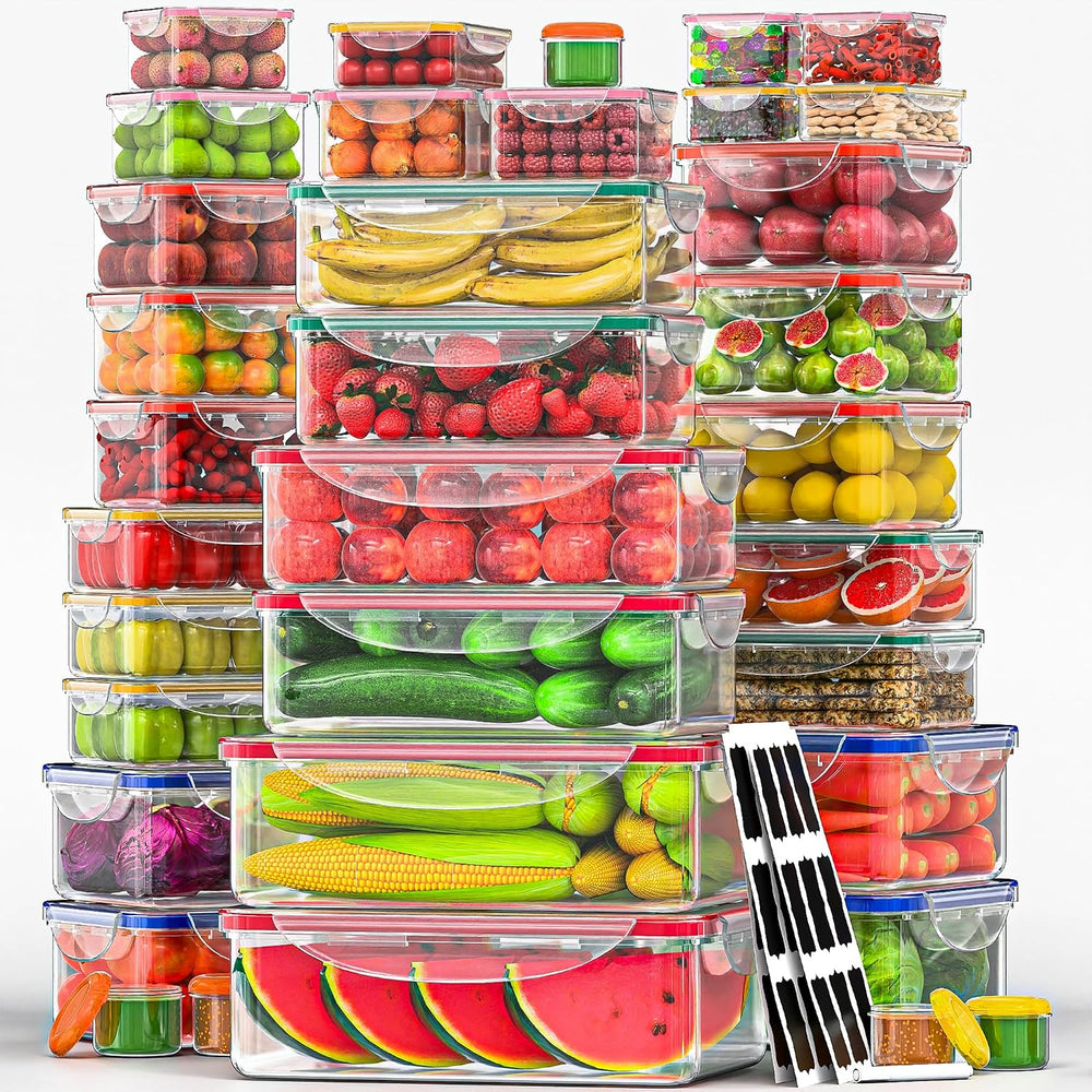 70 Pcs Large Food Storage Containers with Lids Airtight-2500ML to Small Box,T...
