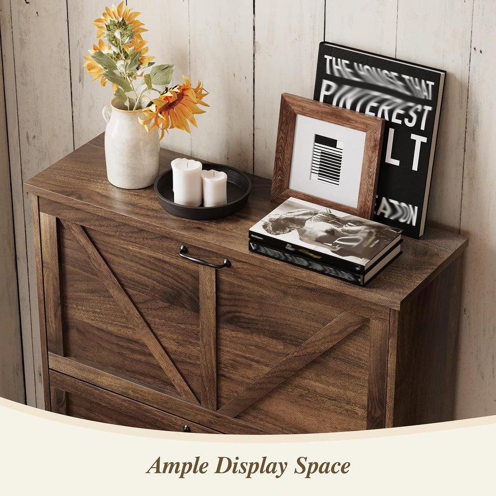 Semiocthome Farmhouse Shoe Storage Cabinet with 2 Flip Drawers, 31.5"(W)...