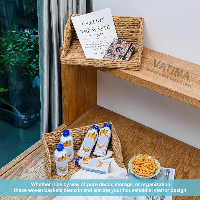 VATIMA Water Hyacinth Storage Baskets (2 Pack)