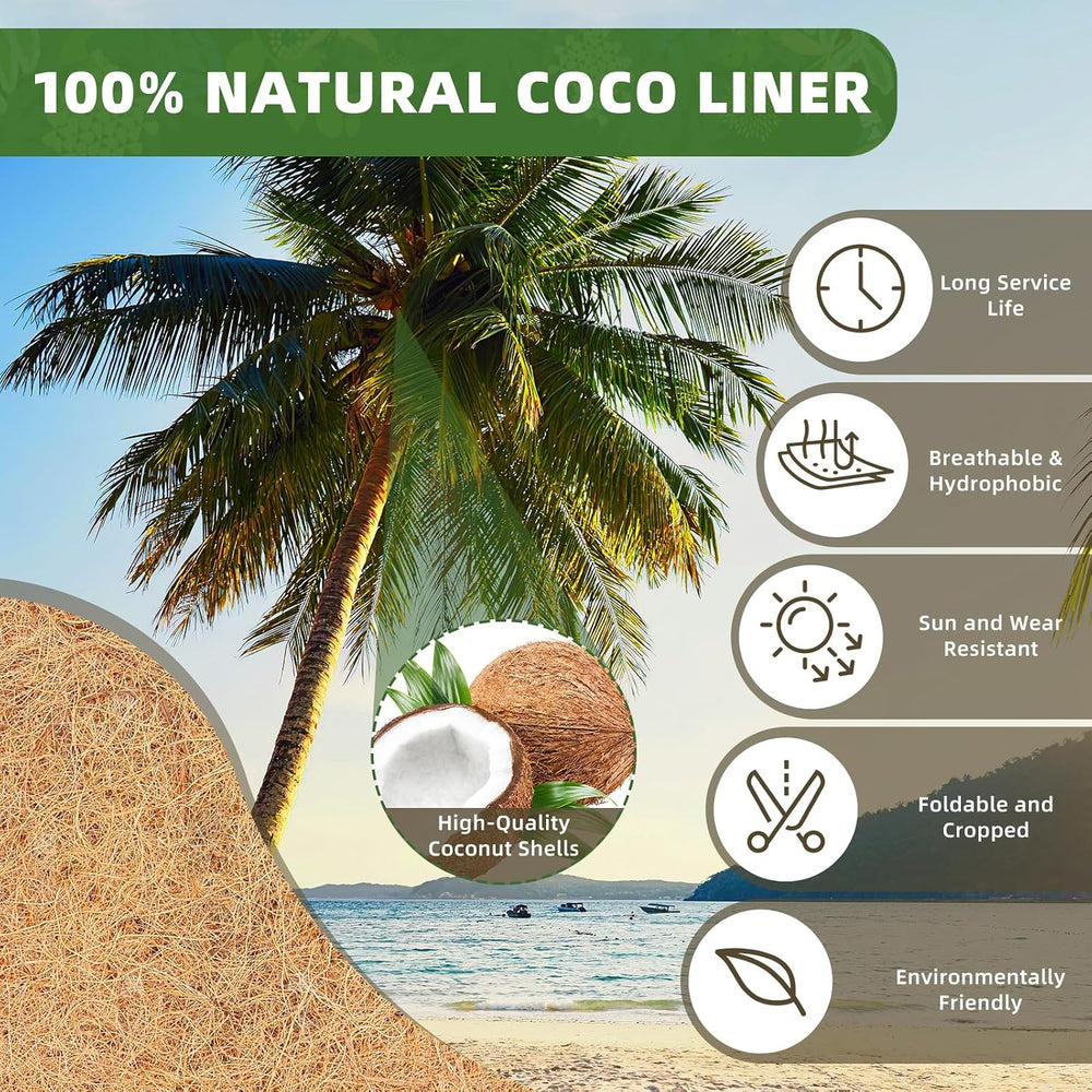 36'' Trough Coco Liners 3 Pack, Natural Coconut Coir Fiber for Wall B...