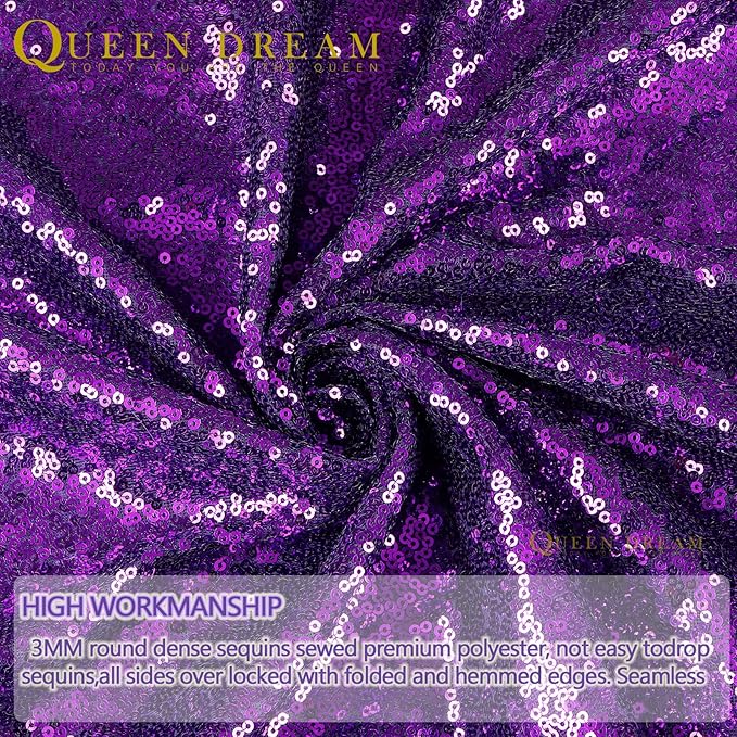 Purple Halloween Backdrop - Sequin Backdrop 2 Pieces 3x8FT Purple Glitter Dra...