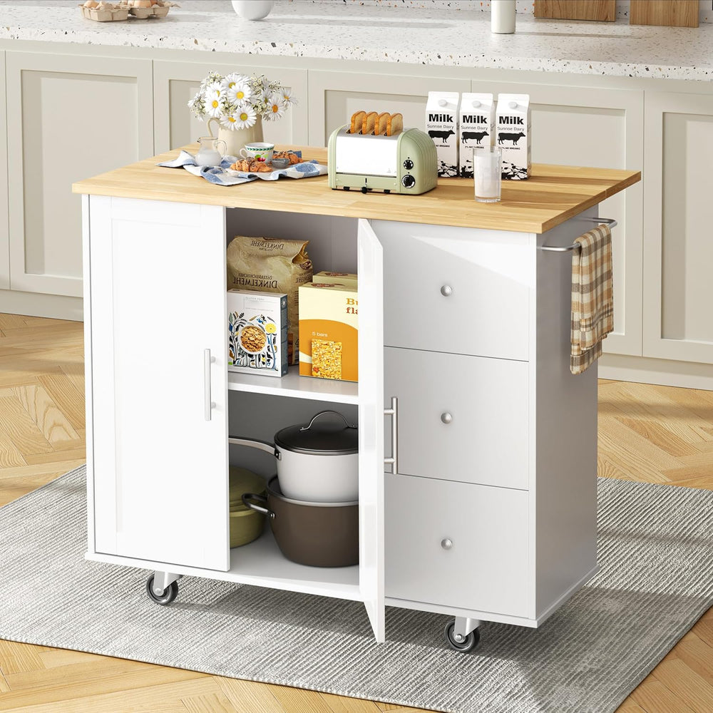 Shintenchi Kitchen Island w/Dropleaf Rolling Kitchen Table w/Seating