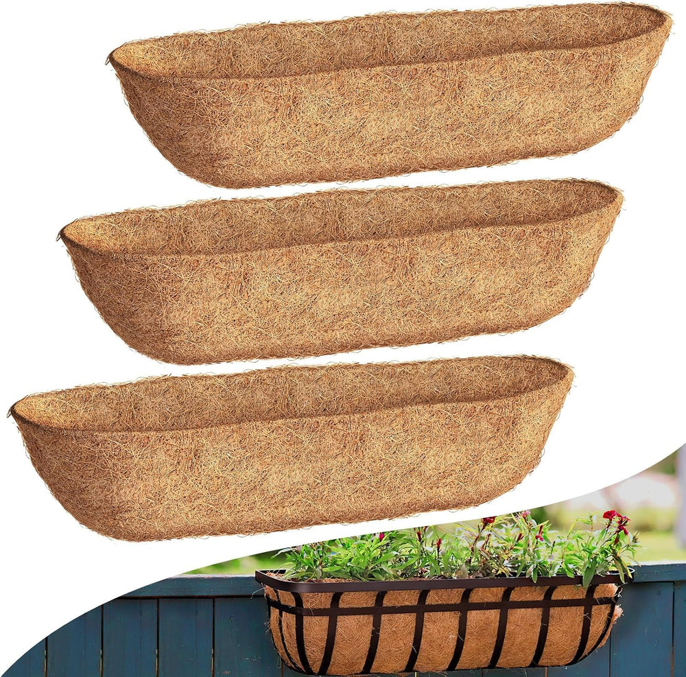 36'' Trough Coco Liners 3 Pack, Natural Coconut Coir Fiber for Wall B...