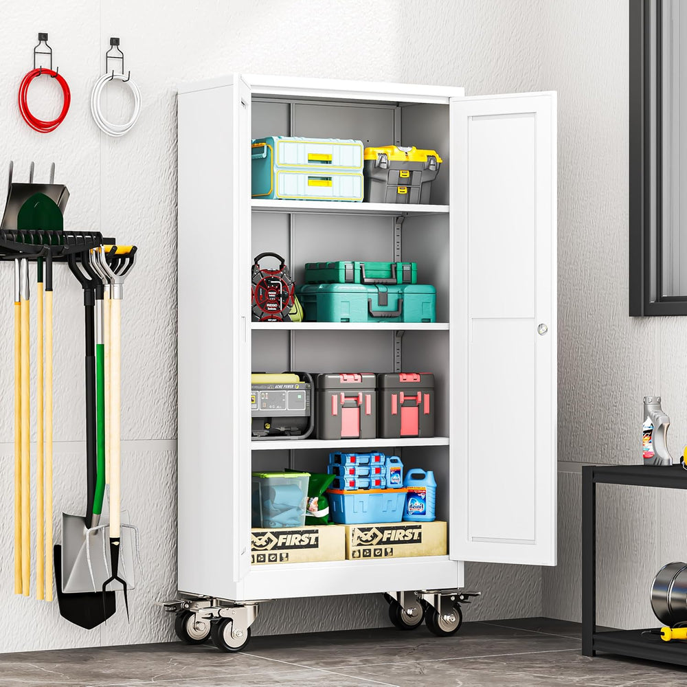 erosoei 61" H Metal Garage Storage Cabinet, Rolling Tool Cabinet with 2 ...