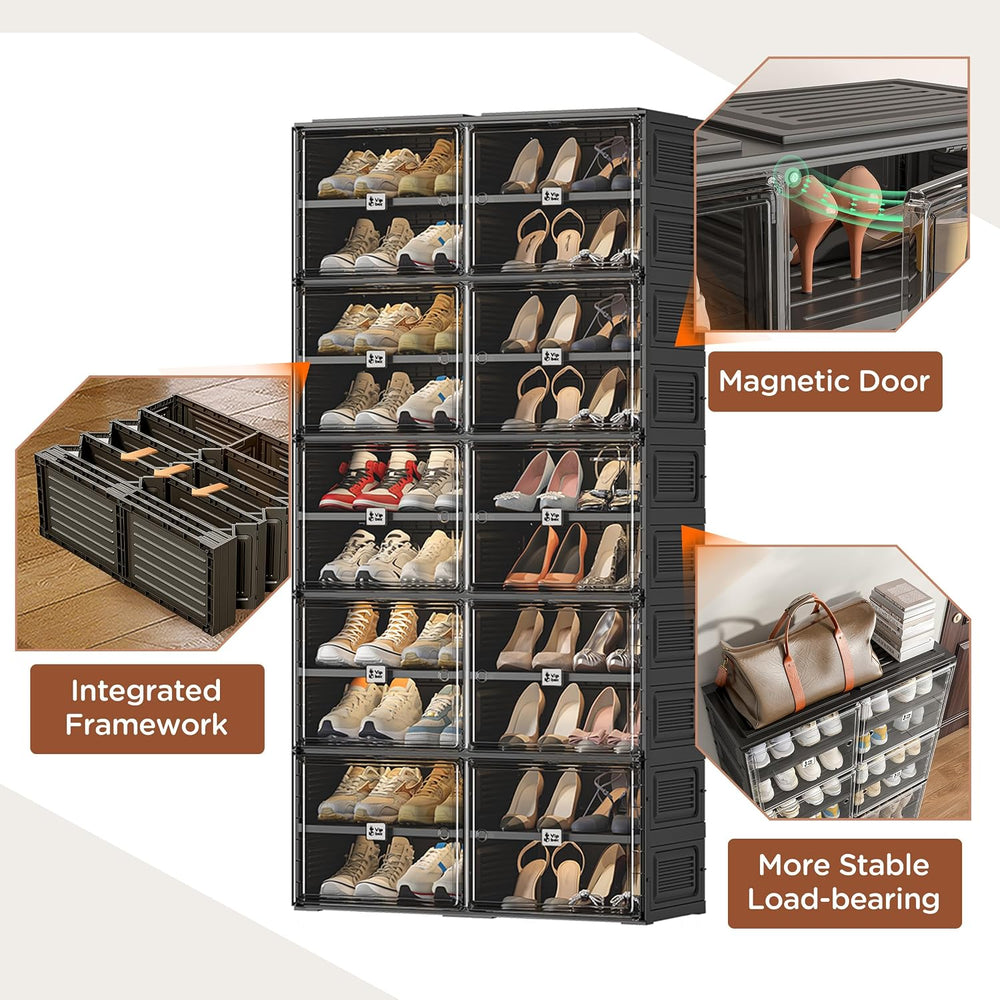 Vipbox Shoe Rack Organizer Cabinet for Closet Entryway,Clear Shoe Storage Box...