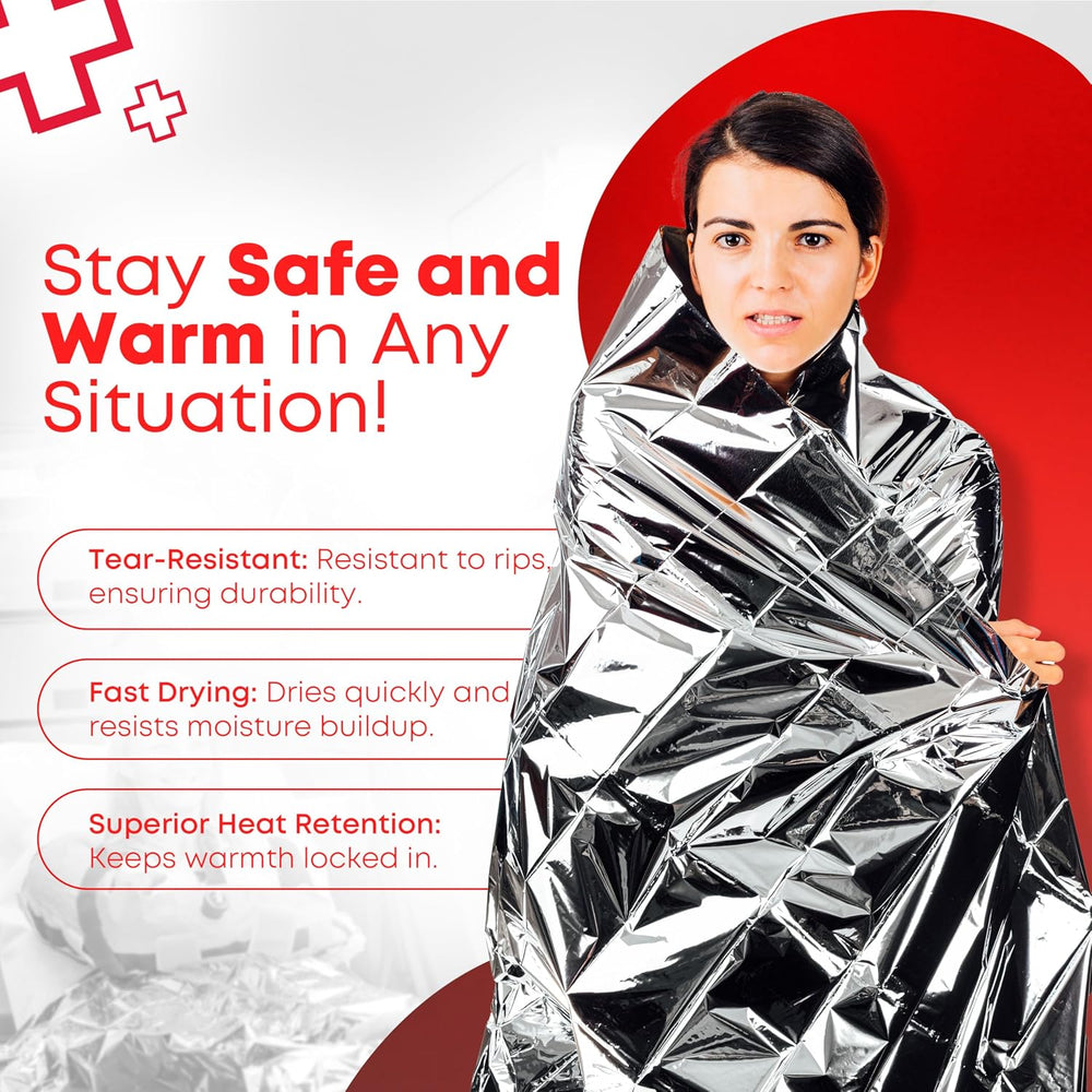 Ever Ready First Aid Mylar Rescue Blanket, Large Silver Thermal Sheet for Eme...