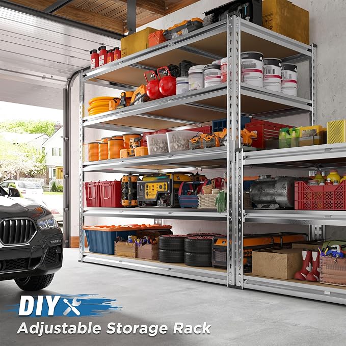 REIBII Garage Shelving, 5 Tier Storage Shelves Load 3020LBS, Adjustable Garage