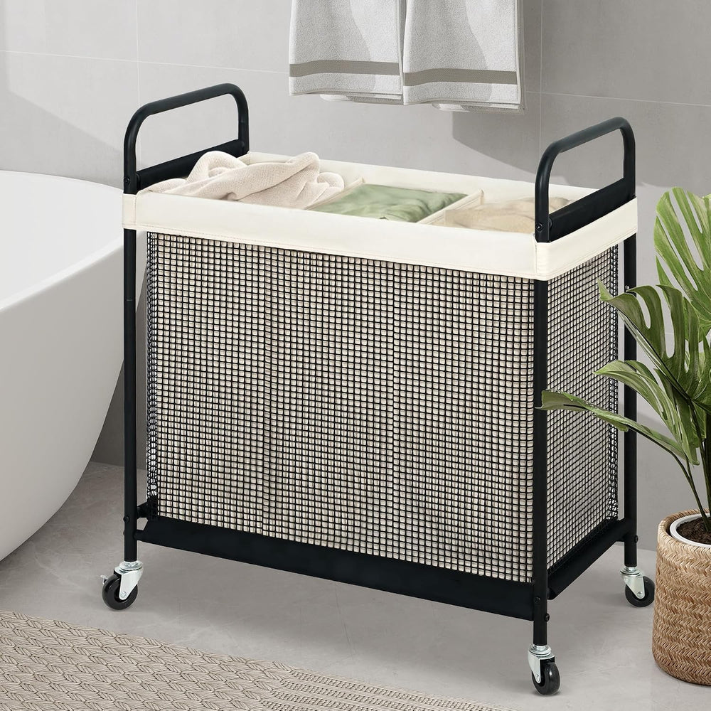 STO STO Laundry Hamper 3 Section, 120L Rolling Laundry Sorter Cart with Remov...