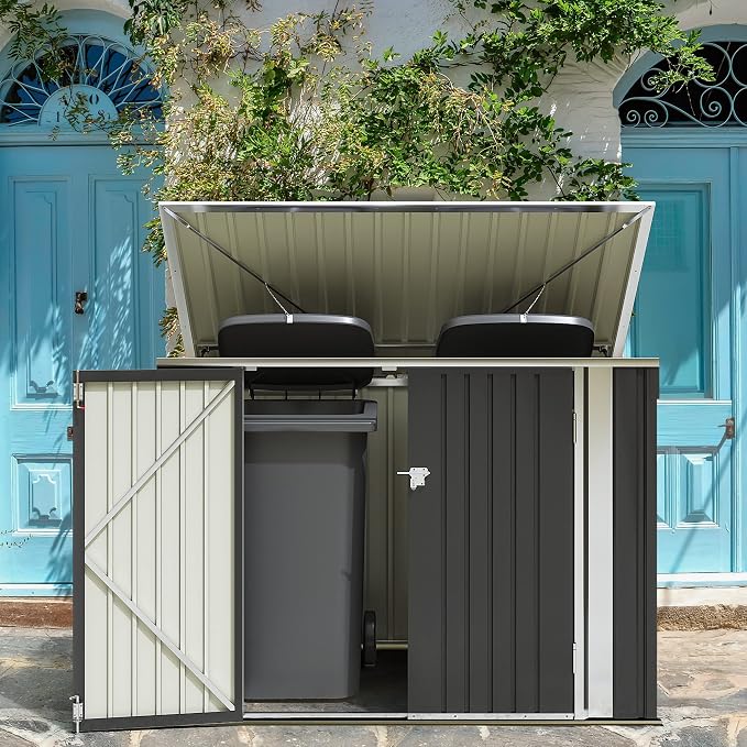 Greesum 5.8x3.3 FT Outdoor Storage Shed Metal Garbage Shed