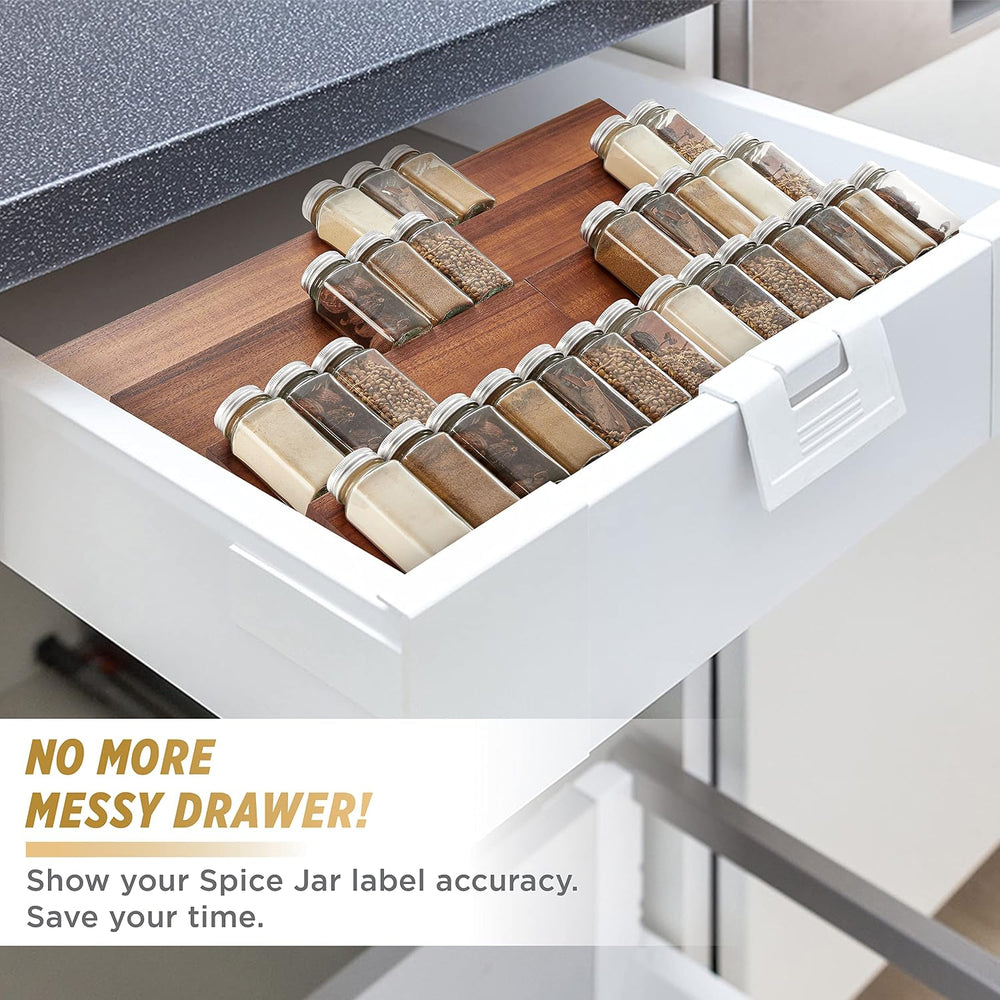 Tinamo Acacia Wood 4-Tier Spice Rack Organizer for Cabinet, Pack of 8 Pcs