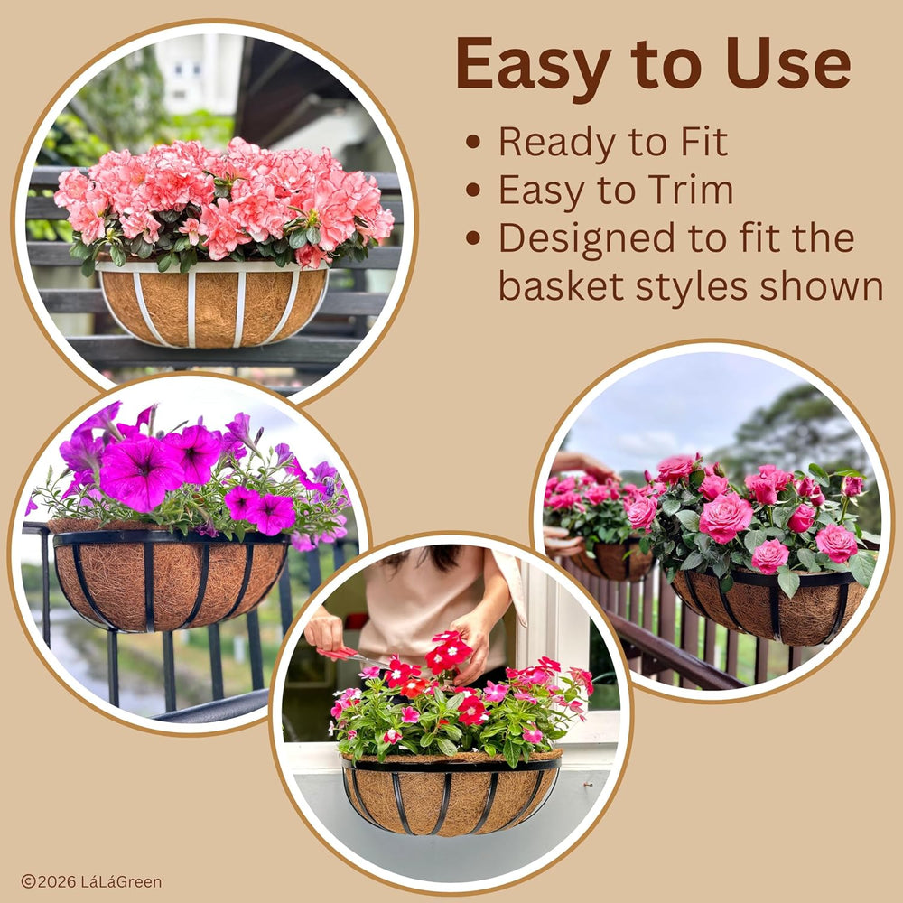 LaLaGreen 16" (8 Pack, Half Rounded Rectangular) Trough Coco Liners – Me...