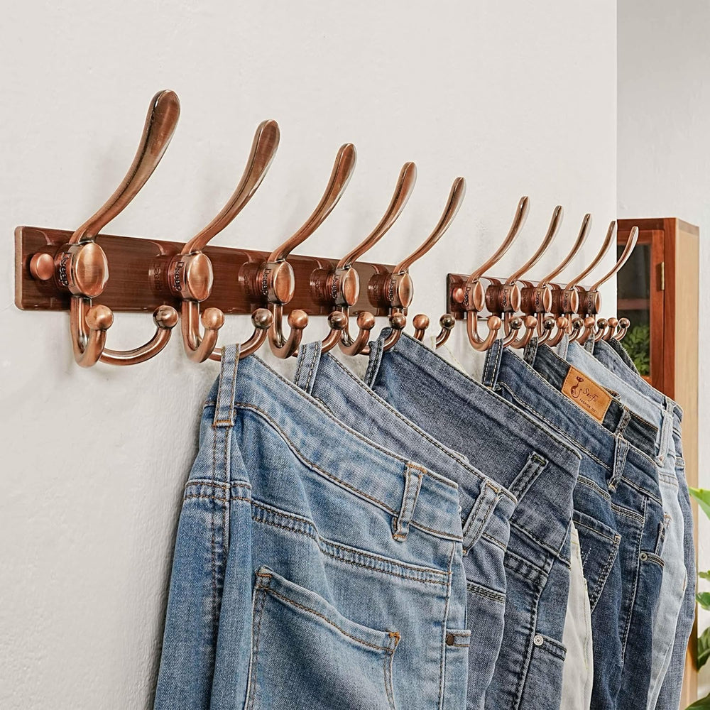 Dseap Coat Rack Wall Mount, Heavy Duty 12-Gauge Base vs Flimsy 1mm, Double-Th...