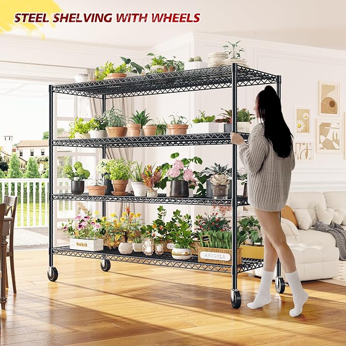 REIBII 55.5''W Heavy Duty Metal Shelves (4PCS)