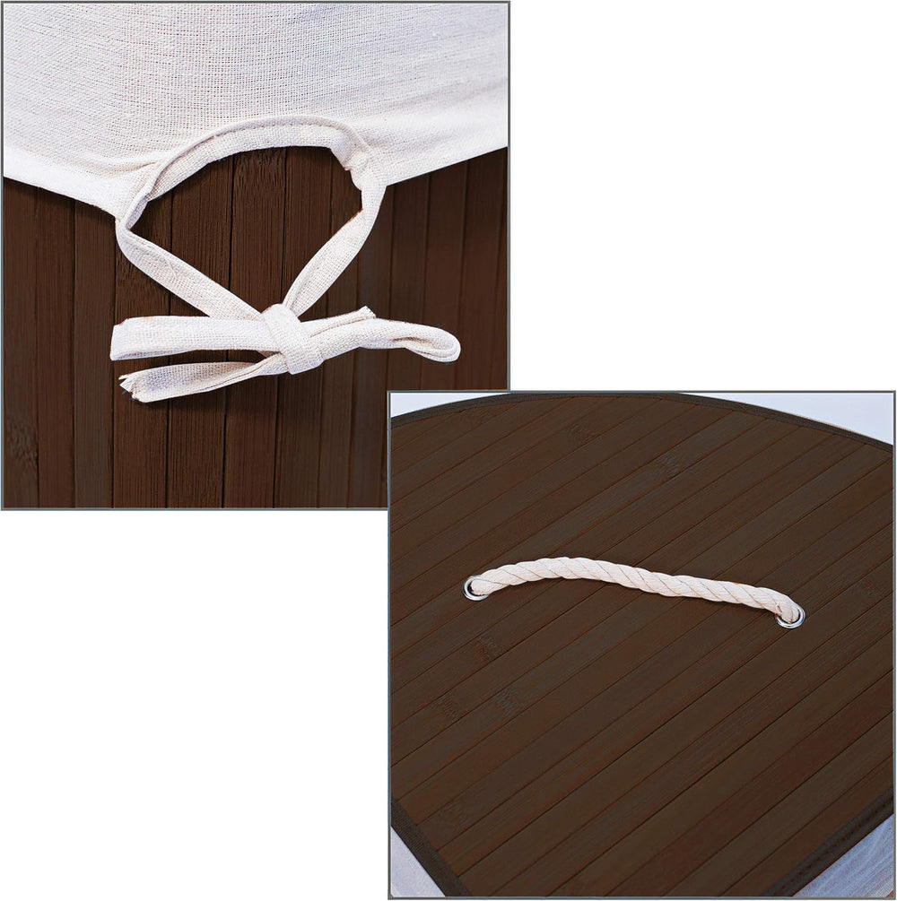 Relaxdays Corner Laundry Basket Hamper Bamboo 65 x 49.5 x 37 cm 64L Folding C...