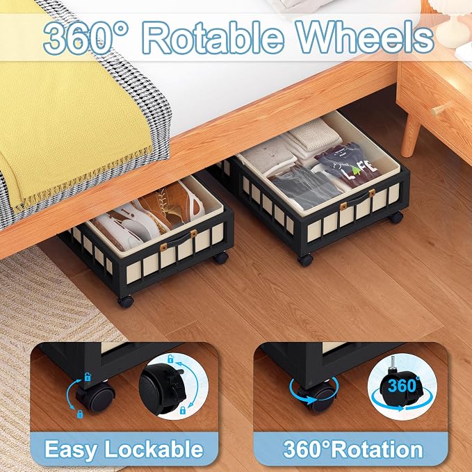 efluky 2-Pack Bamboo Under Bed Storage