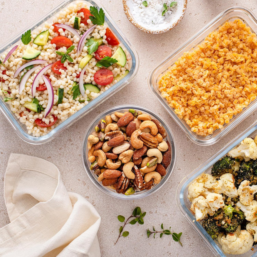 Freshware Glass Storage Containers with Lids, 24 Pieces, 12 Containers with 1...
