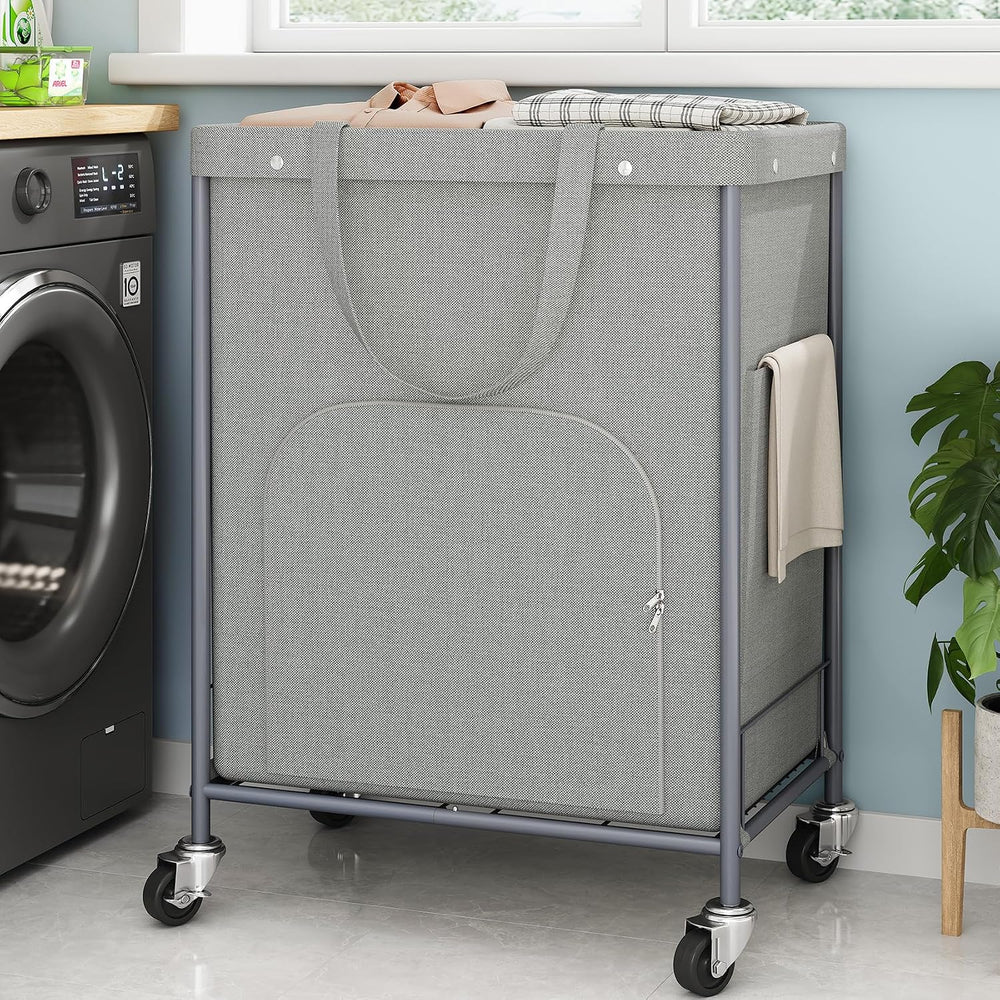170L Large Laundry Basket with Wheels, Rolling Laundry Hamper Easy Access Clo...