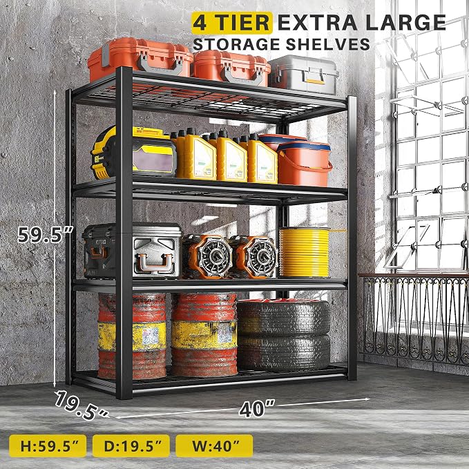 REIBII 40" W Garage Shelving 2240 LBS Storage Shelves Adjustable Heavy Duty