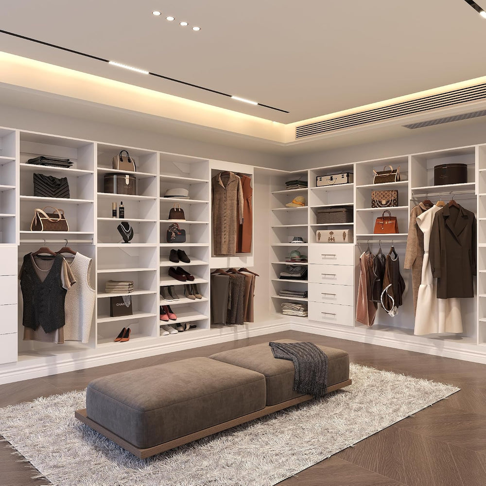 4 Drawer Short Tower Closet Unit, Modular Closet System, Wood Closet System O...