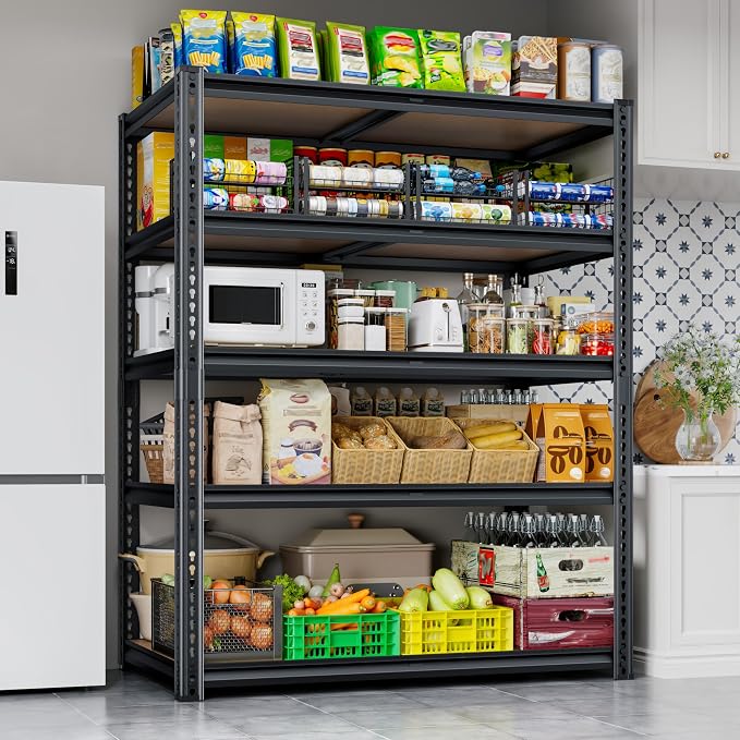 72"H Storage Shelves heavy duty, 2000LBS Garage Shelving, 5 Tier Metal S...