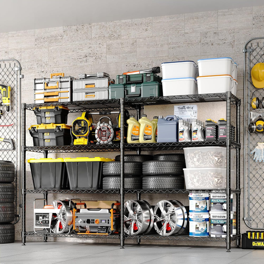 Garvee Metal Storage Shelves 4-Tier, Wire Shelving Rack 59"Wx13.8"D...