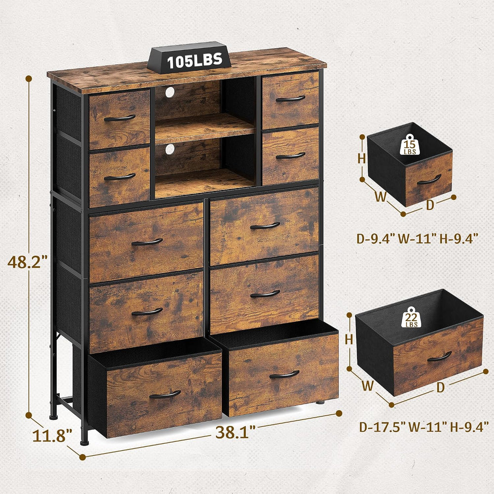 Romorgniz 10-Drawer Dresser for Bedroom, 48"H Organizer Storage for clothes