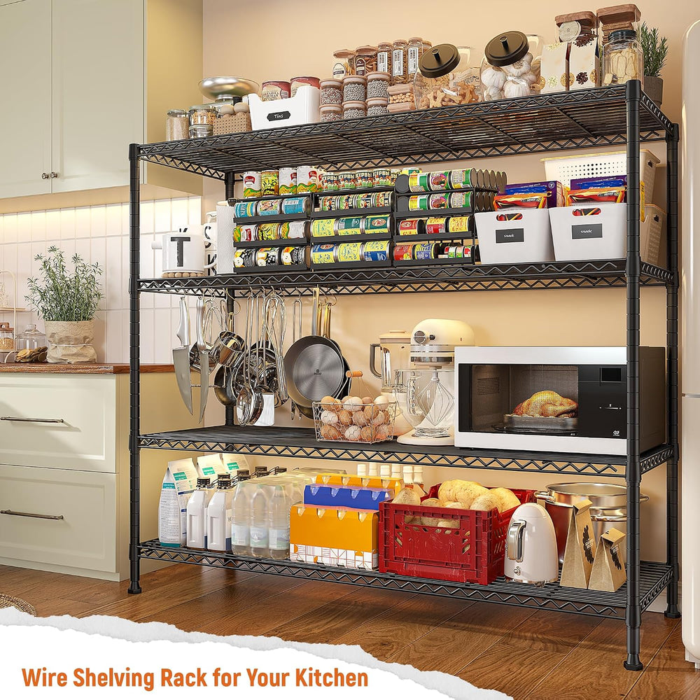 REIBII 4-Tier Storage Shelves 45.3''W Wire Shelving Unit for Pantry G...