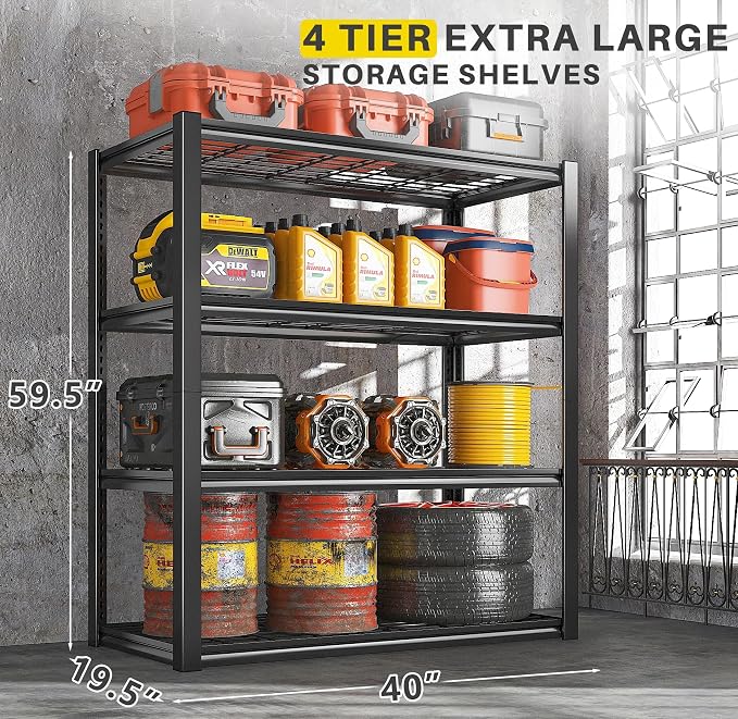 REIBII 40" W Garage Shelving 2240 LBS Storage Shelves Adjustable Heavy Duty