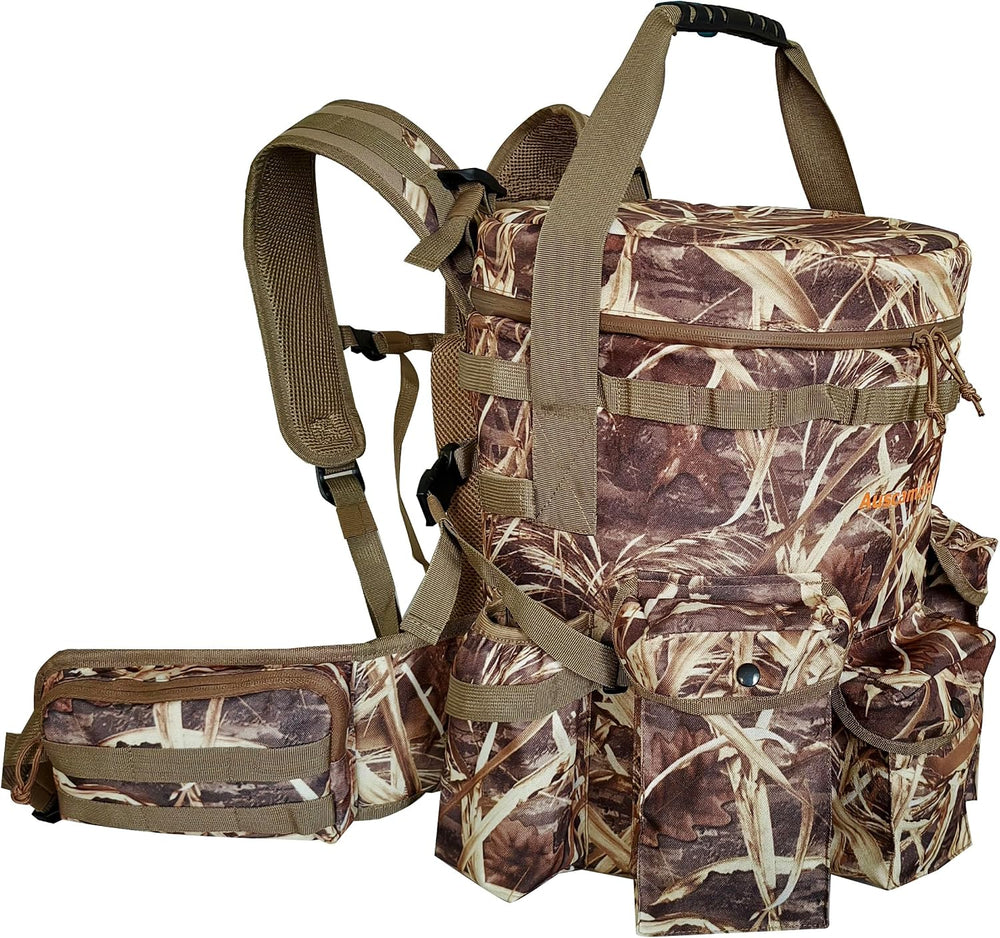 AUSCAMOTEK Insulated Bucket Backpack with 360° Swivel Lid – Camo Cooler Backp...