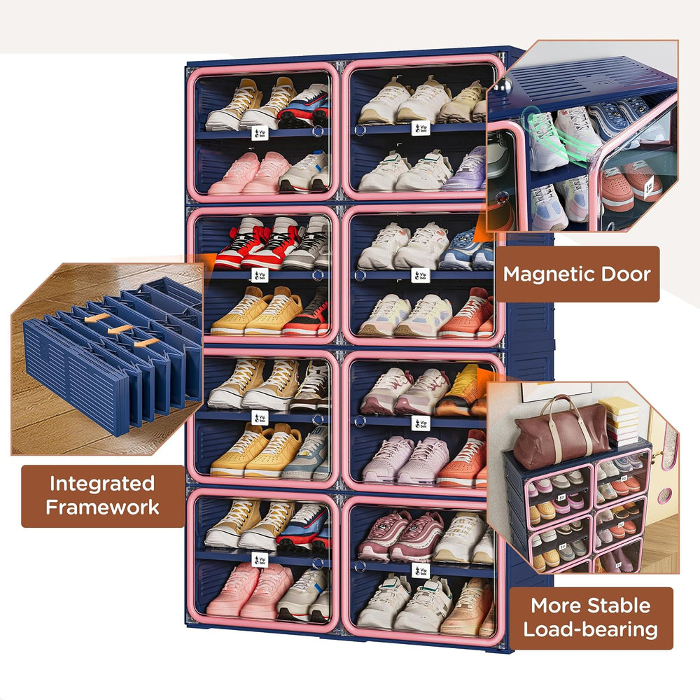 Vipbox No-Assembly Shoe Organizer, Foldable Shoe Storage Cabinet with Reinfor...