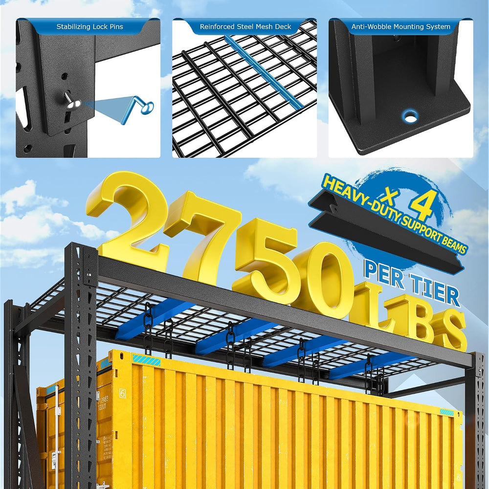 Bepatio 8250LBS Industrial Storage Shelves 2-Pack, 66"H x 60"W x 24...