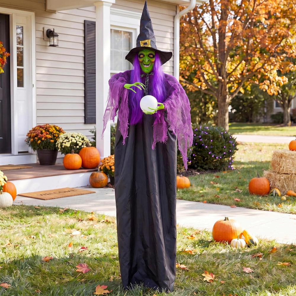 JOYIN 78" Hanging Witch Decor with Magic Ball Halloween Decorations Outd...