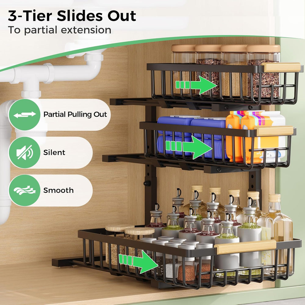 3 Tier Under Sink Organizer: Pull Out Cabinet Storage for Bathroom,2 Pack