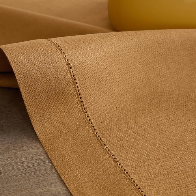 Solino Home Linen Brown Sugar Table Runner 72 Inches Long - 100% Pure Linen H...