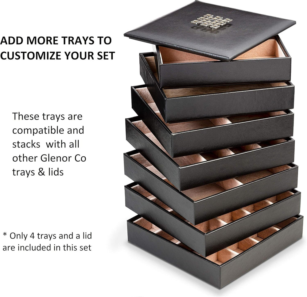 Glenor Co Jewelry Organizer Tray - 4 Stackable Trays & Lid with Mirror - ...