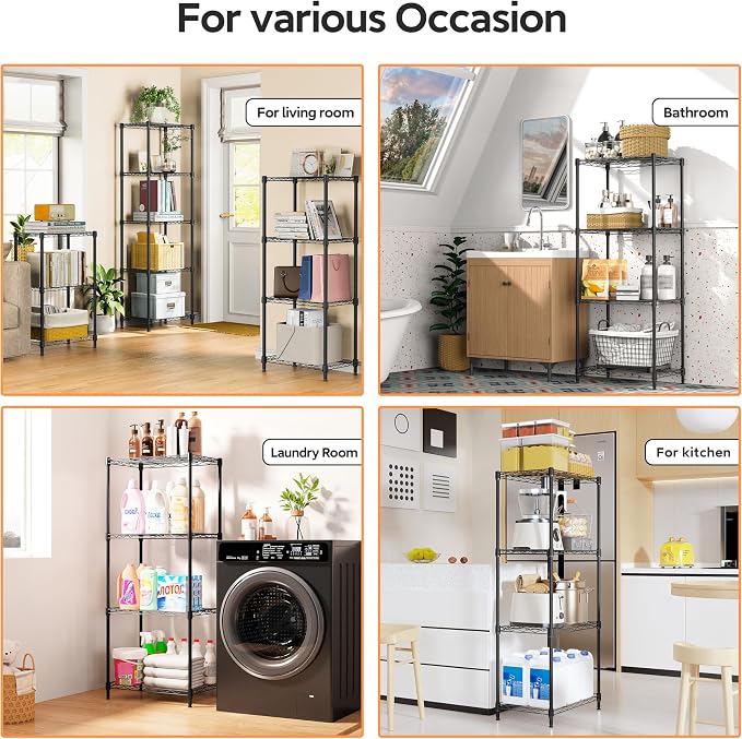 4 Tiers Shelf Metal Storage Shelves Wire Rack Closet Organizers