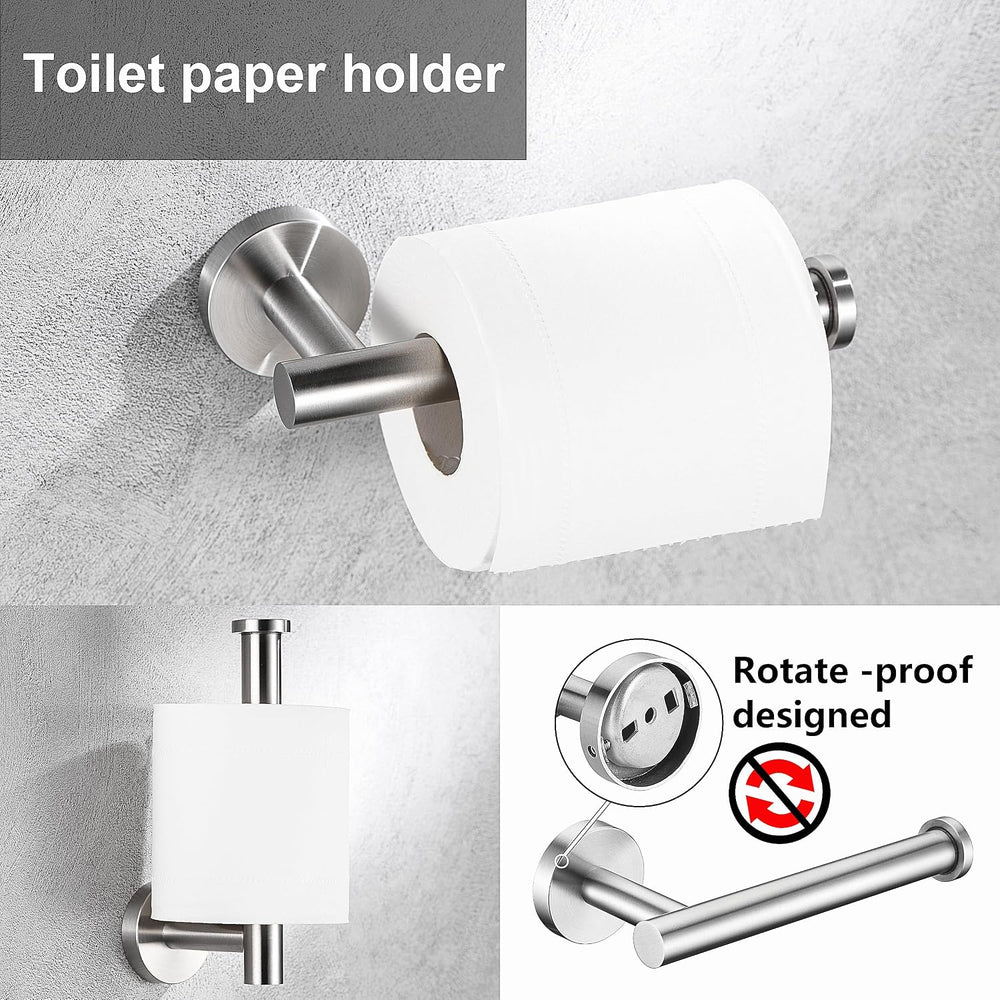 6 Pieces Brushed Nickel Bathroom Hardware Accessories Set Hand Towel Ring 16&...