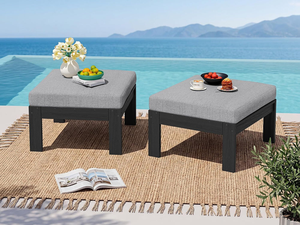 SERWALL HDPE Outdoor Ottoman with Cushions for Outdoo Sofa