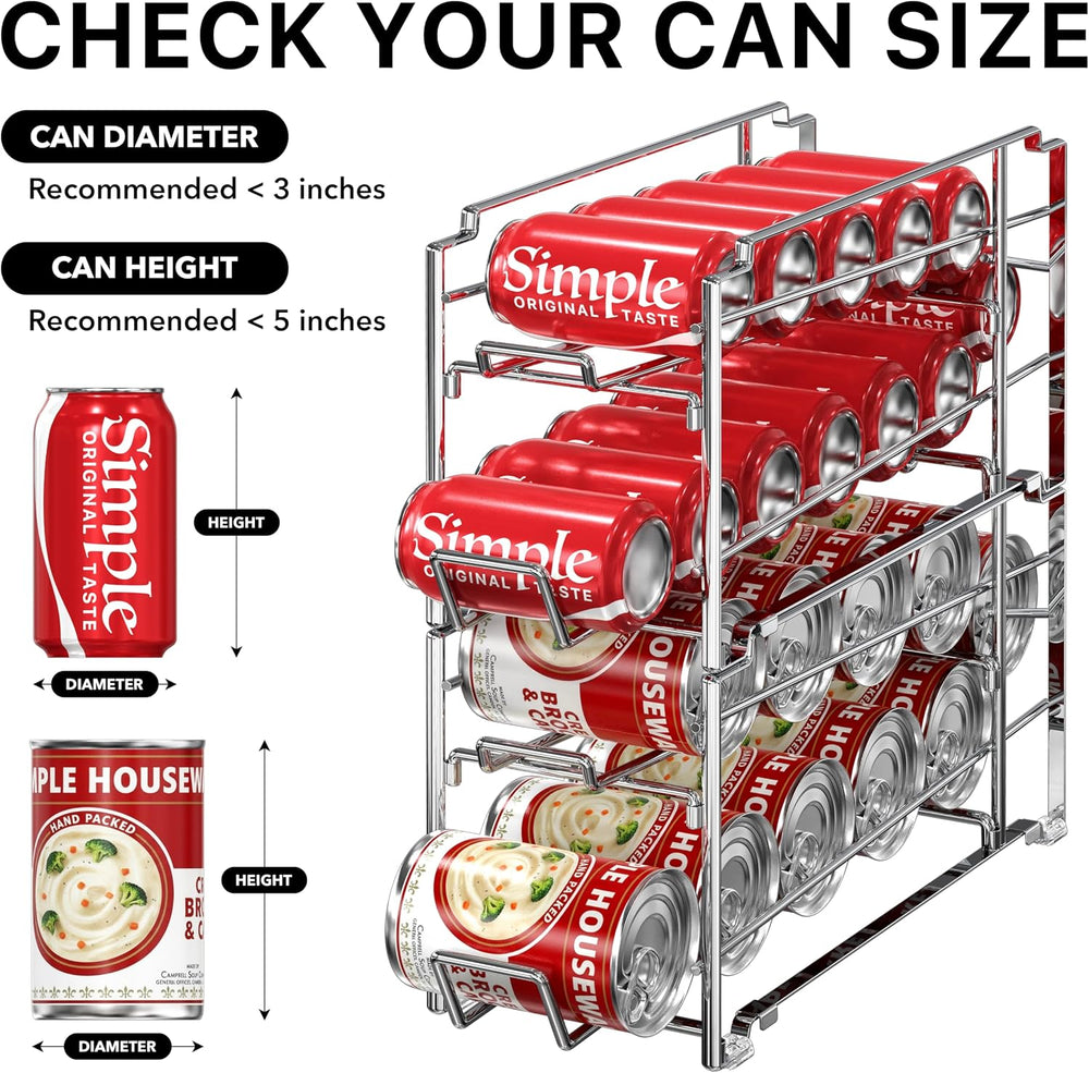 Simple Houseware 4-Pack Soda Can Stackable Rack Dispenser Organizer, Chrome