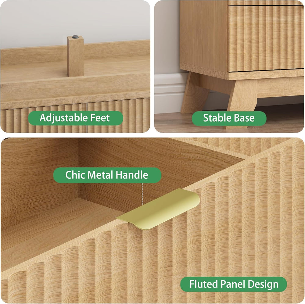 Fluted Dresser for Bedroom with 6 Drawers, 48" Wide Modern Chest of Draw...