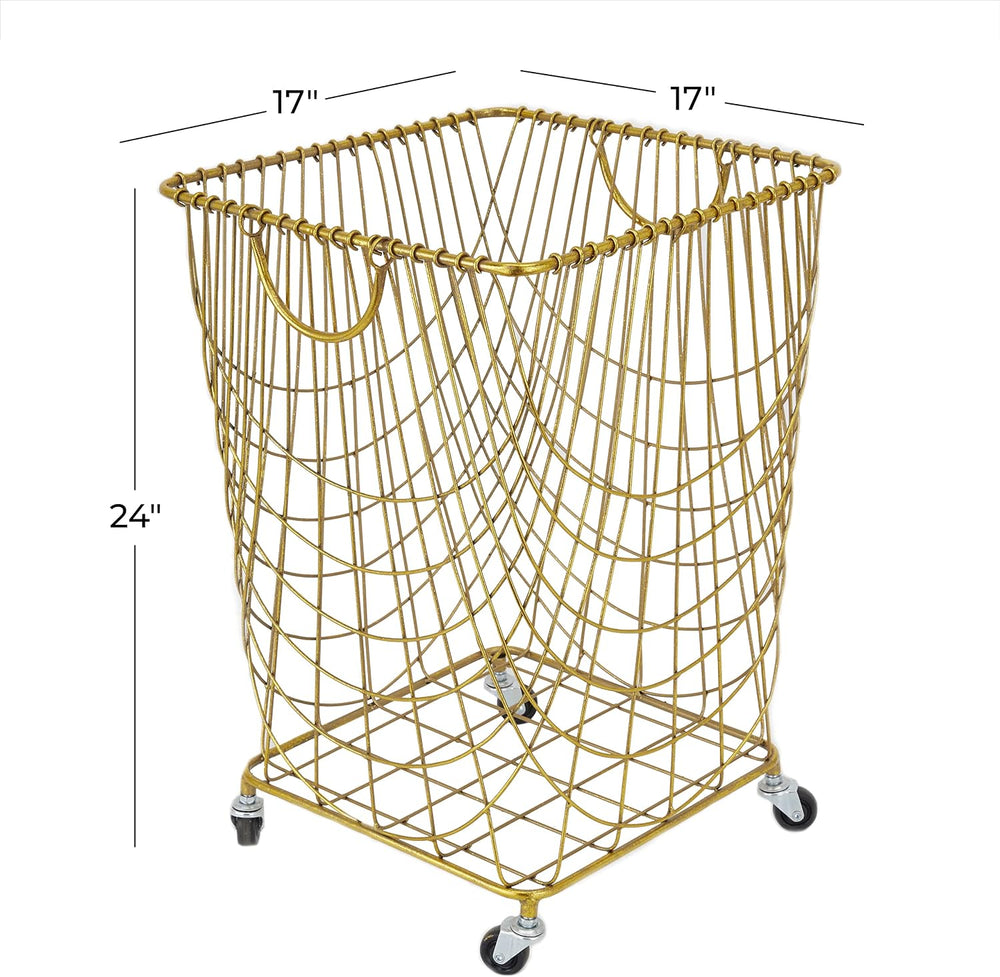 Deco 79 Metal Square Storage Cart with Wheels and Handles, 16" x 17&quot...